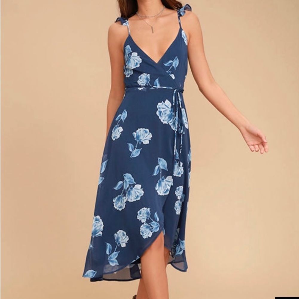 Blue floral Lulu’s wrap dress